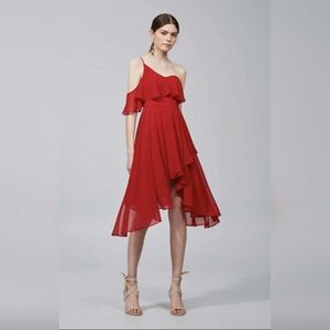 Women's Red Party Dress Asymmetrical Ruffle By Keepsake The Label Sz M